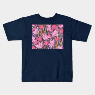 Pink Vibrant Tulips Kids T-Shirt